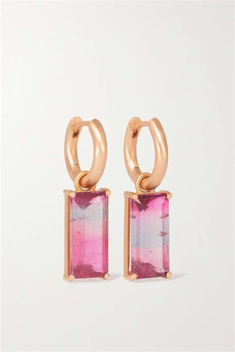 Irene Neuwirth Gemmy Gem Karat Rose Gold Tourmaline Hoop Earrings