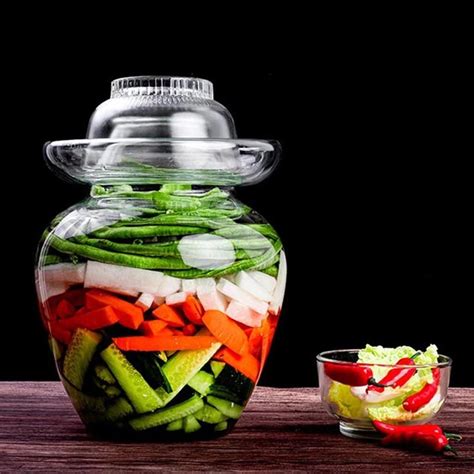 25kg Pickle Jar Glass Kimchi Jars Japanese Korean Pickled Pickling Container Chinese