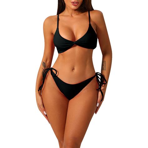 Anineo Plus Size Bathing Suit For Women Sexy Backless String Pcs Bikini Sets Tie Swimsuits
