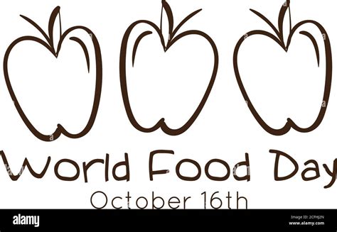 World Food Day Celebration Lettering With Apples Line Style Vector