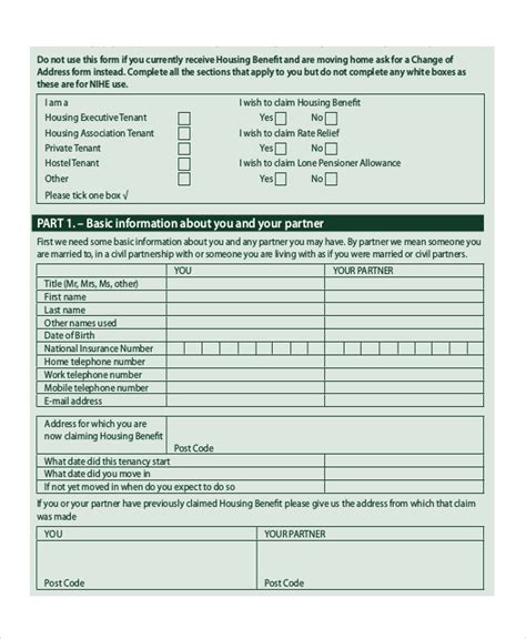 Free 9 Sample Housing Application Forms In Pdf Ms Word