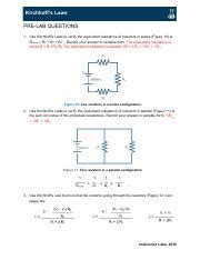 Lab 9 Pdf Pdf Kirchhoff S Laws PRE LAB QUESTIONS 1 Use Kirchhoff S