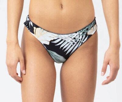 NWT Rip Curl Coastal Palms Cheeky Hipster Bikini Bottom Black Size XL