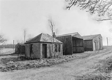 Wee Farm Cottage Next To Old Tin Barns On A Farm Track Digital Art By