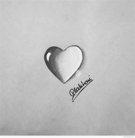 Wonderful Pencil Sketch Of Water Drop Heart - Desi Painters