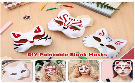 Esulomp Therian Masks White Paint Cat Mask Paper Unpainted