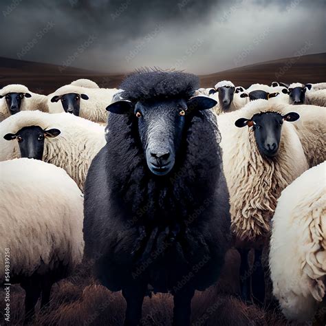 Black Sheep Among White Ones Stock Illustration Adobe Stock