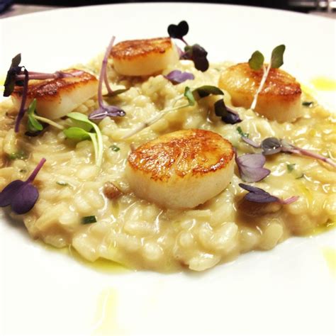 Porcini Mushroom Risotto Seared Scallops And Oregano Mushroom