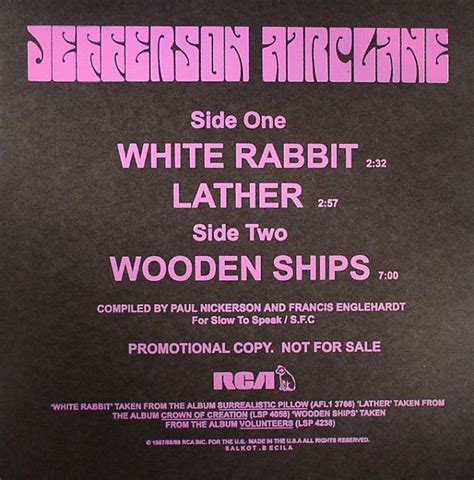 Jefferson Airplane White Rabbit Lather Wooden Ships 2008 Vinyl