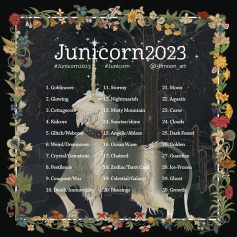 Junicorn 2023 Prompts by SnowElfMoon on DeviantArt