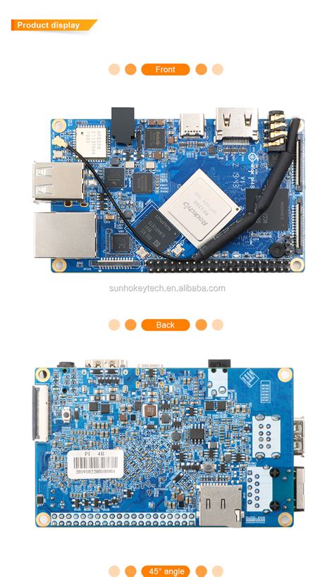 Orange Pi 4B 4GB 16GB EMMC Flash Rockchip RK3399 Built In NPU SPR2801S