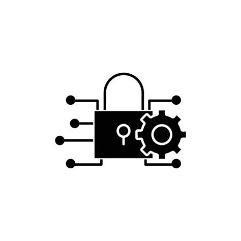 Padlock Icon Illustration With Gear Maintenance Cyber Security Icon