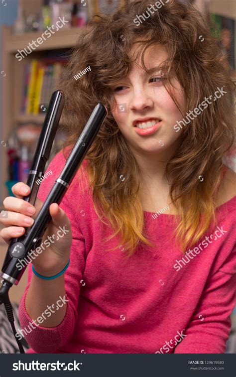Cute Teenage Girl Messy Hair Flatiron Stock Photo 129619580 | Shutterstock