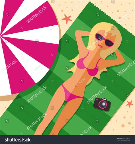 Woman Bikini On Beach Sexy Girl Stock Vector Royalty Free 662328751 Shutterstock