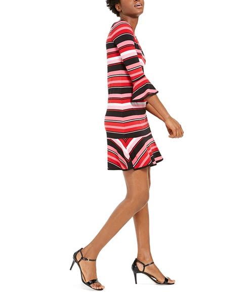 Michael Kors Striped Flounce Hem Dress Macys