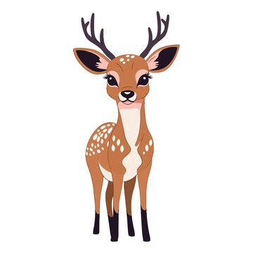 Cute Deer Clipart Illustration and Black and White. Funny Clip Art ...