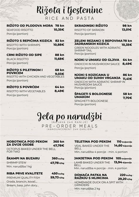 Menu At Konoba Bonaca Zapre I Restaurant Zapre I