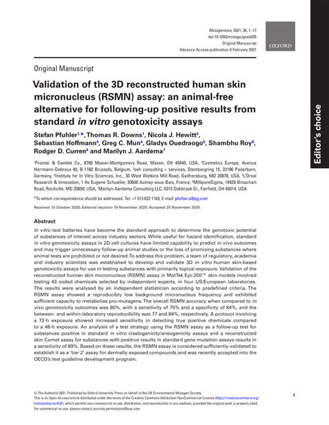 (PDF) Validation of the 3D reconstructed human skin micronucleus (RSMN ...