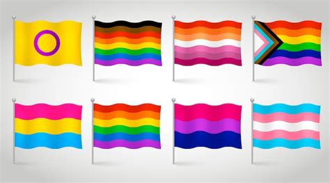 Colección de banderas lgbt del mes del orgullo degradado Vector Gratis