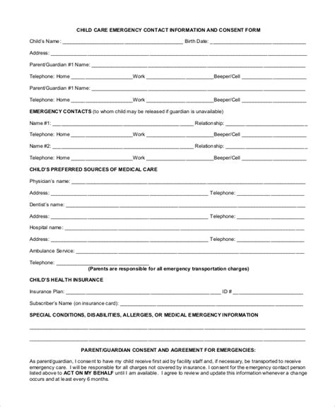 Free 10 Sample Daycare Forms In Pdf Ms Word