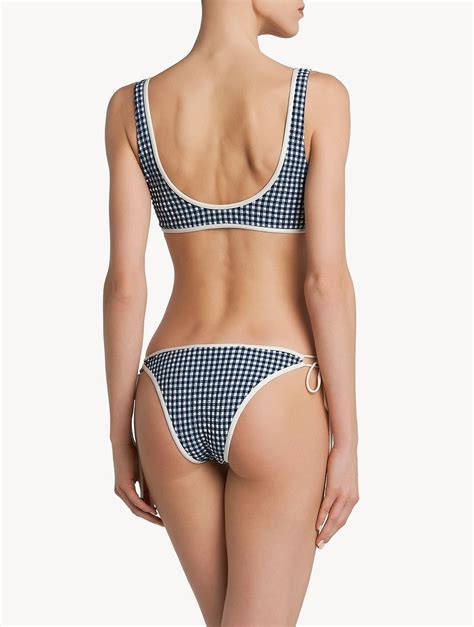 Low Rise Bikini Briefs In Blue Gingham Seersucker Bikinis Low Rise