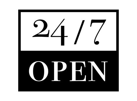 24 Hours Open Sign Black Color Style 25661241 Vector Art At Vecteezy