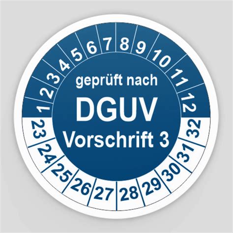 Prüfplakette geprüft nach DGUV Vorschrift 3 BGV A3