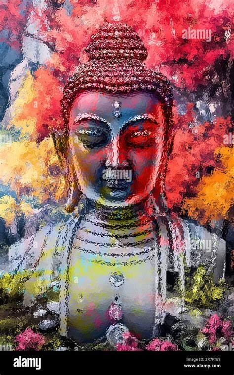 Gautam Buddha Colorful Digital Portrait Of A Creative Artist Painting