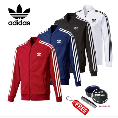 Jual Jaket Adidas Tracktop Firebird Pria Hitam Strep Putih FLECE