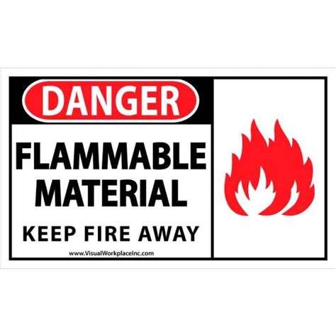 Ansi Polylabel Danger Flammable Material Keep Fire Away Pk