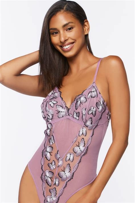 Forever 21 Mesh Butterfly Lingerie Bodysuit Black Sugarplum Forever21usa