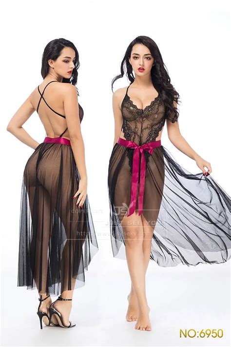 Sexy Women Lingerie Long Gown Transparent Split Maxi Sheer Dress 6950 Buy Sexy Women Lingerie