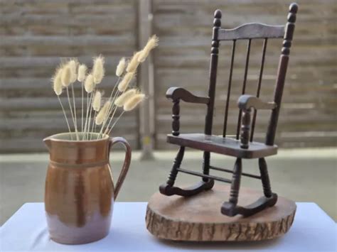 Ancienne Chaise A Bascule Rocking Chair Miniature Bois Maison De Poup E