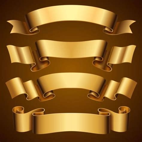 4 Luxury Golden Ribbon Vectors Free Download