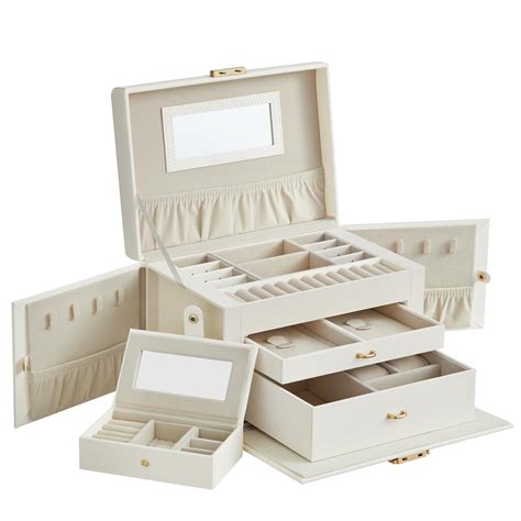 SONGMICS Jewellery Box 3 Layers Jewellery Organiser With 2 Keystone 4