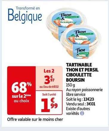 Promo Tartinable Thon Et Persil Ciboulette Boursin Chez Auchan