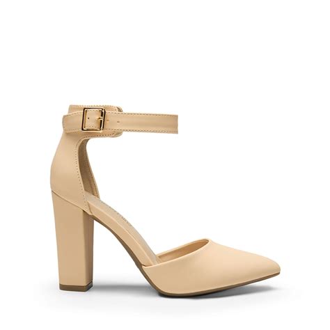 NUDE NUBUCK Ankle Strap Chunky High Heel Pumps DREAM PAIRS