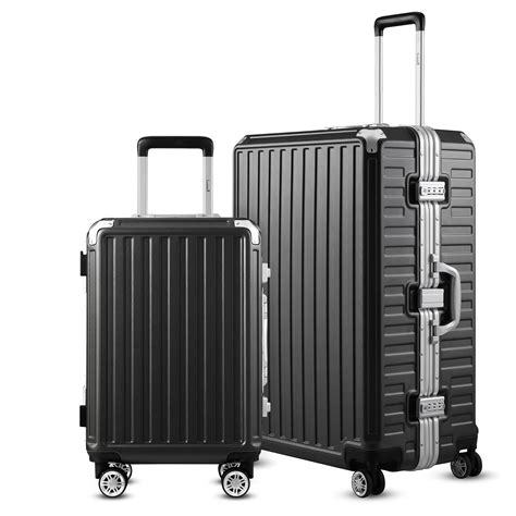 LUGGEX Luggage Sets 2 Piece with Aluminum Frame, Polycarbonate ...