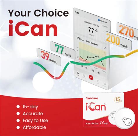 Sinocare iCan i3 CGM 15 jours de surveillance continue de la glycémie