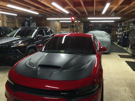 I have the 1st Black Wrapped Hellcat hood on a Red Charger pic!!! | SRT ...