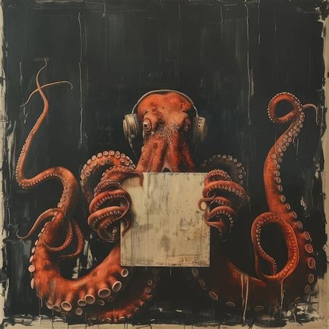 Una Pintura De Un Pulpo Sosteniendo Un Letrero Que Dice Pulpo Imagen