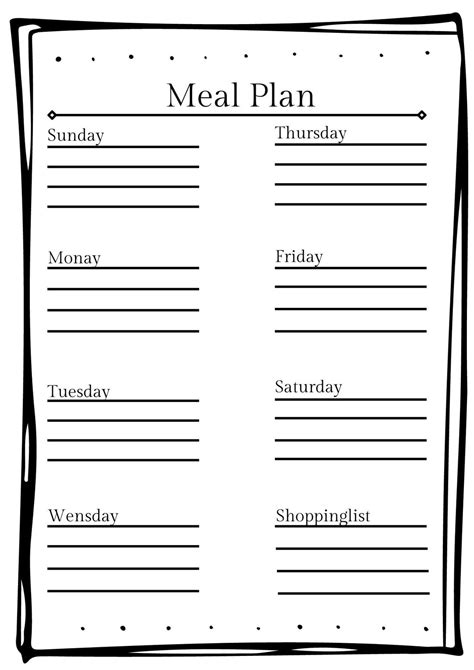 Meal Plan Template Etsy