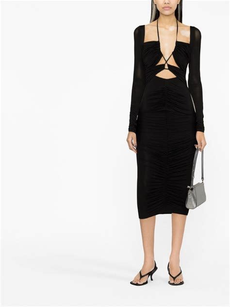 Versace Jeans Couture Cut Out Lace Up Midi Dress Black Farfetch