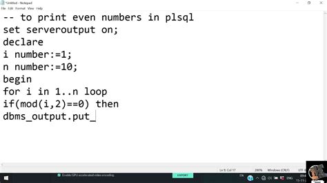 To Print Even Numbers In Pl Sql Dbms Mksoftech Youtube