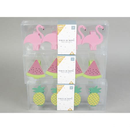 Pince nappe pastèque ananas ou flamant rose x4