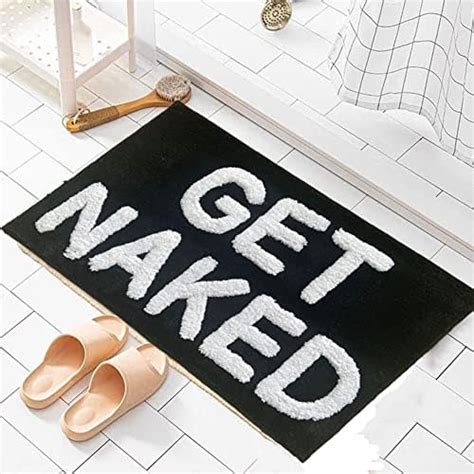 Amazon Qubomax Get Naked Bath Mat Non Slip Super Absorbent Funny Bathroom Rug Machine