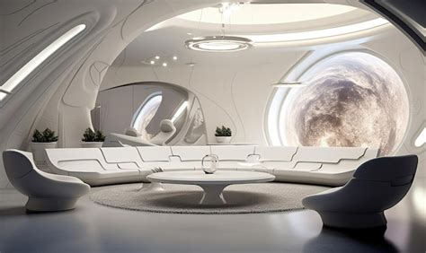 Premium Ai Image Spaceship Living Room Futuristic Design With Rounded