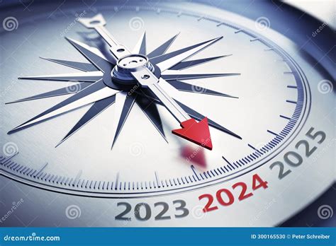 Compass With Needle Pointing To The Year Stock Illustration