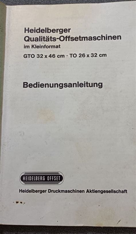 Manual Heidelberg Offset Gto S O Mamede De Infesta E Senhora Da Hora