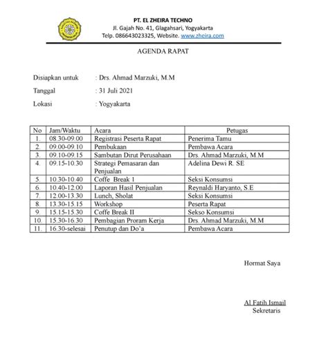 Cara Membuat Agenda Rapat Perusahaan Yang Efektif Dan Contohnya